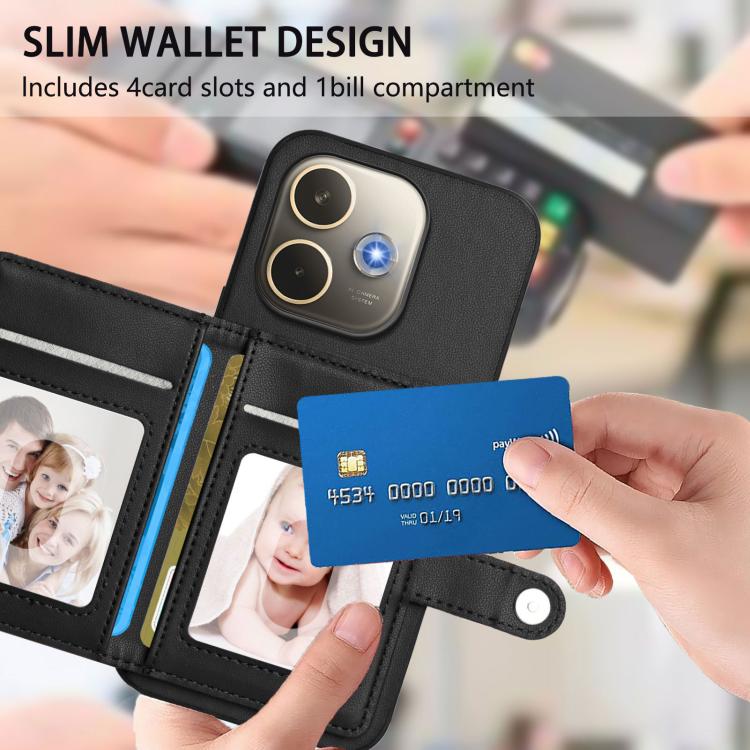 For OPPO A5 Energy / A5 Pro 5G Global Button Card Bag RFID Anti-theft Phone Case