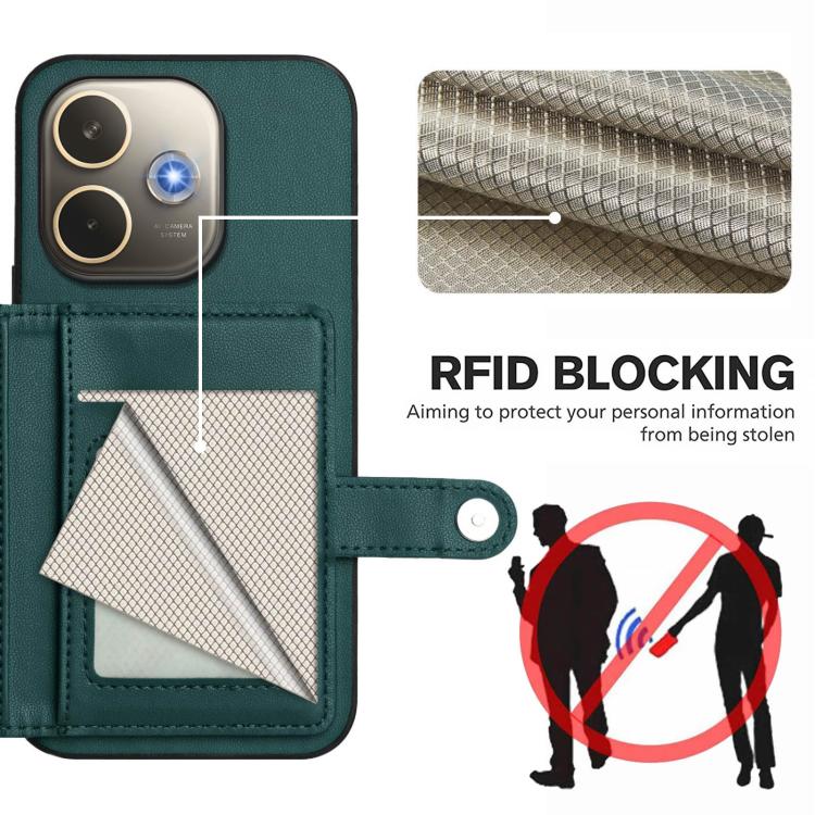 For OPPO A5 Energy / A5 Pro 5G Global Button Card Bag RFID Anti-theft Phone Case