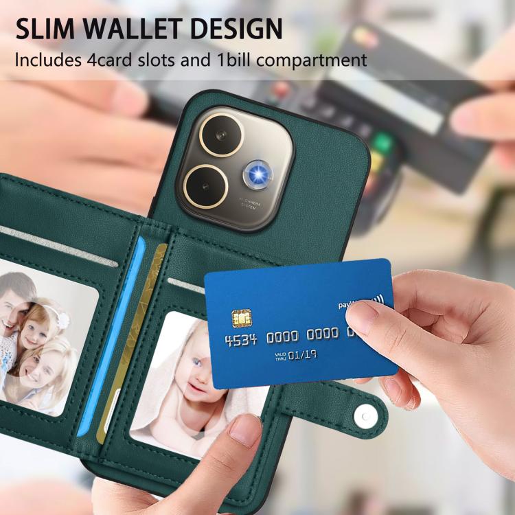 For OPPO A5 Energy / A5 Pro 5G Global Button Card Bag RFID Anti-theft Phone Case