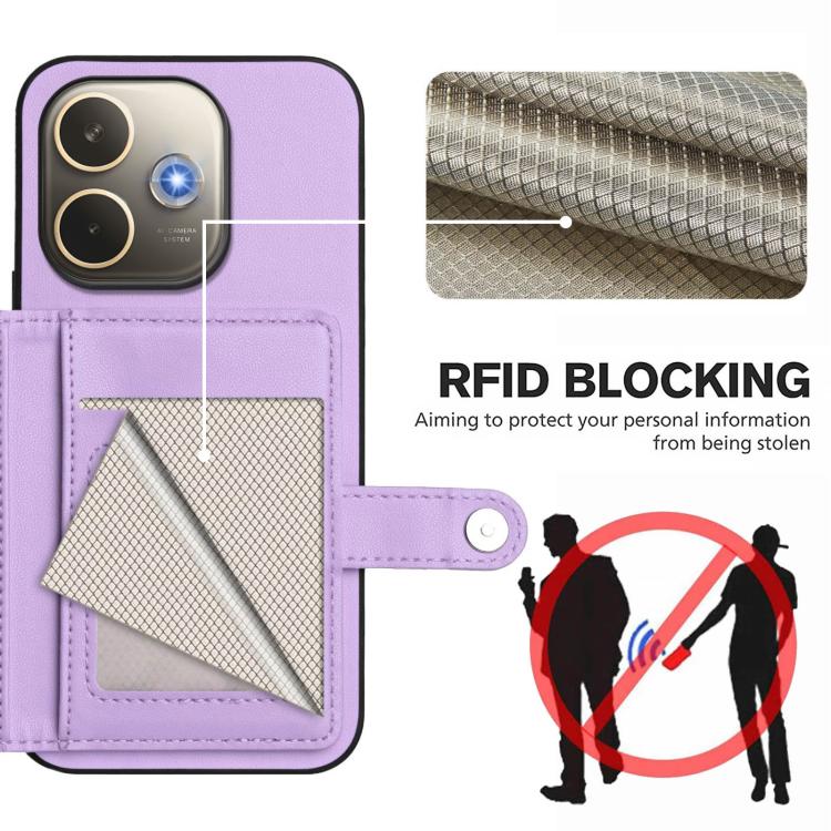 For OPPO A5 Energy / A5 Pro 5G Global Button Card Bag RFID Anti-theft Phone Case