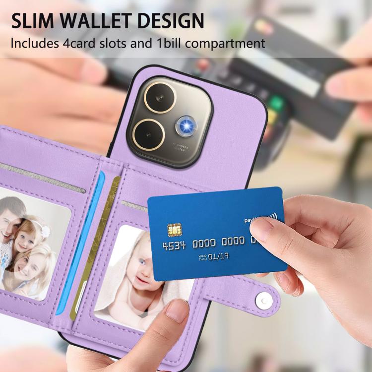 For OPPO A5 Energy / A5 Pro 5G Global Button Card Bag RFID Anti-theft Phone Case
