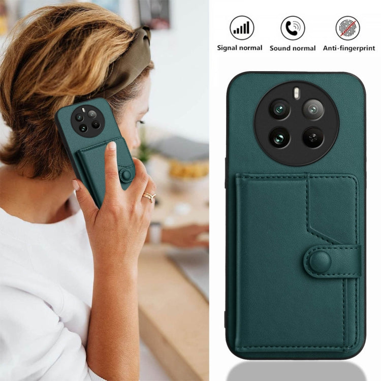 For Realme 12 Pro+ / 12 Pro Button Card Bag RFID Anti-theft Phone Case