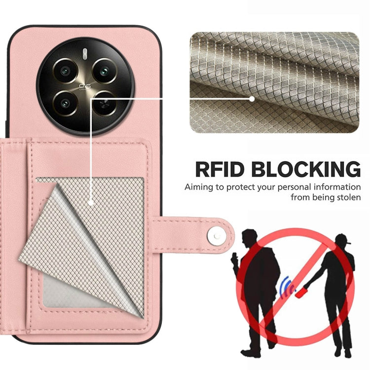 For Realme 12+ 5G / P1 5G Button Card Bag RFID Anti-theft Phone Case