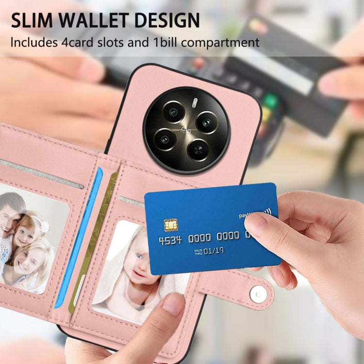 For Realme 12+ 5G / P1 5G Button Card Bag RFID Anti-theft Phone Case