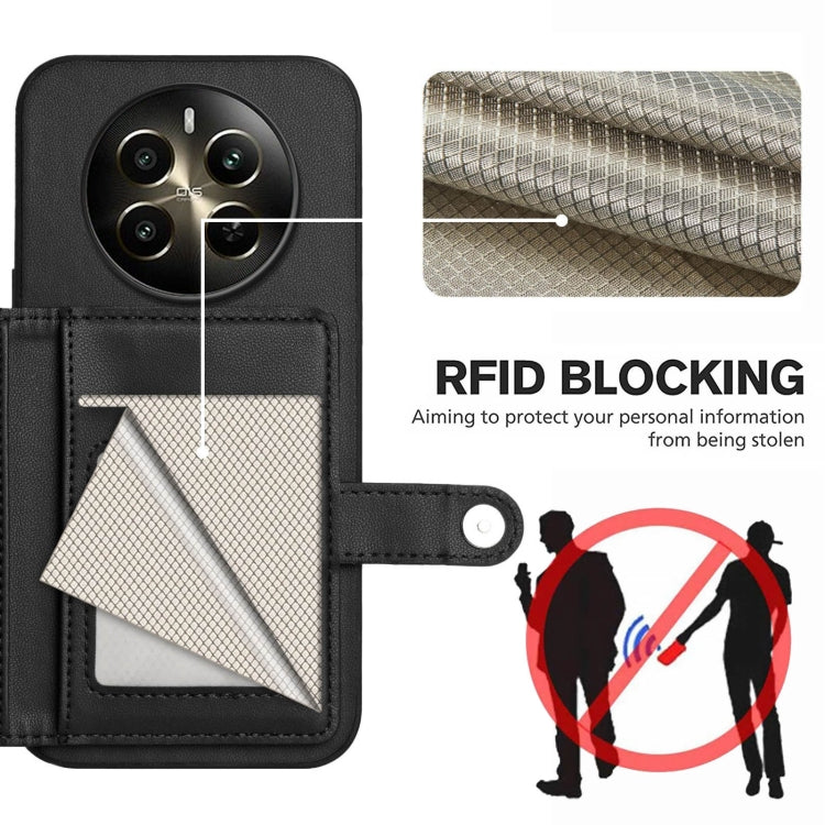 For Realme 12+ 5G / P1 5G Button Card Bag RFID Anti-theft Phone Case
