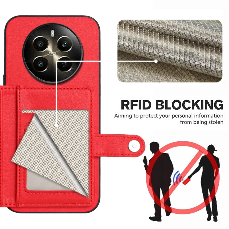 For Realme 12+ 5G / P1 5G Button Card Bag RFID Anti-theft Phone Case