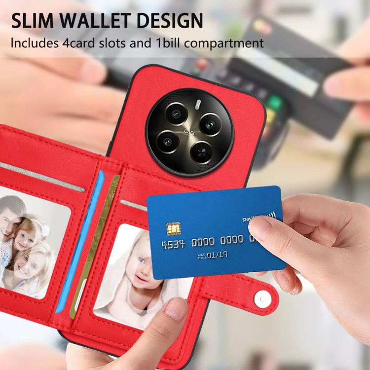 For Realme 12+ 5G / P1 5G Button Card Bag RFID Anti-theft Phone Case