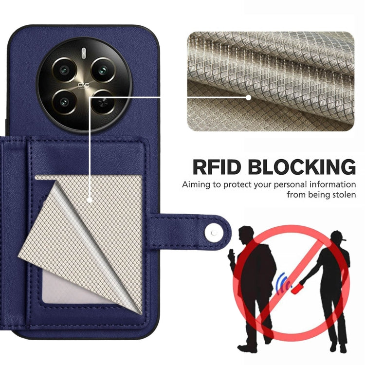 For Realme 12+ 5G / P1 5G Button Card Bag RFID Anti-theft Phone Case