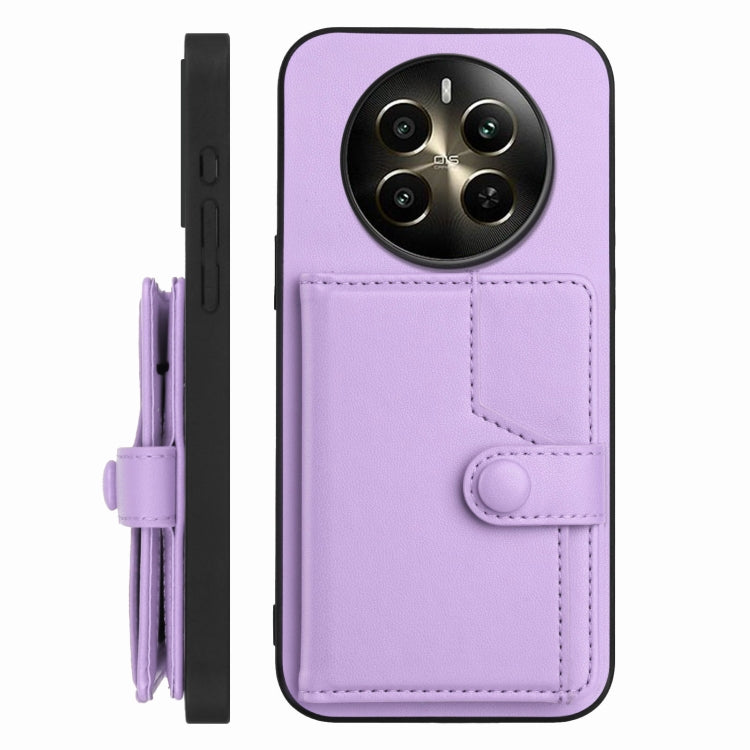 For Realme 12+ 5G / P1 5G Button Card Bag RFID Anti-theft Phone Case