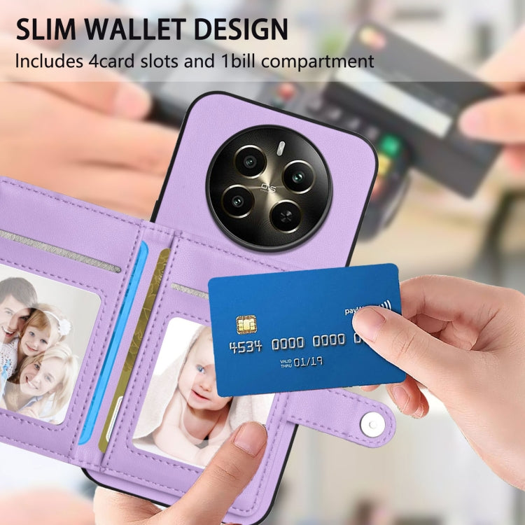 For Realme 12+ 5G / P1 5G Button Card Bag RFID Anti-theft Phone Case