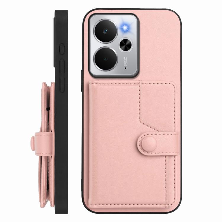 For Realme 14 Button Card Bag RFID Anti-theft Phone Case