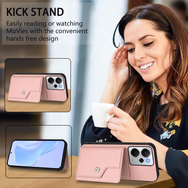 For Realme 14 Button Card Bag RFID Anti-theft Phone Case