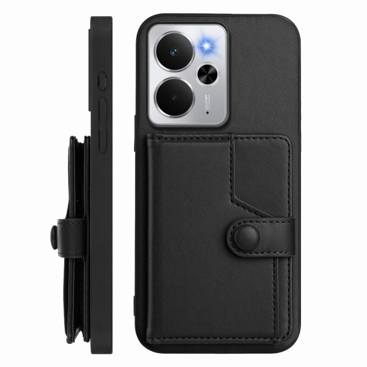 For Realme 14 Button Card Bag RFID Anti-theft Phone Case