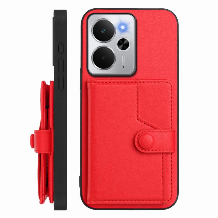 For Realme 14 Button Card Bag RFID Anti-theft Phone Case