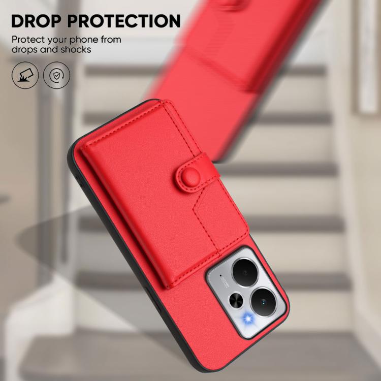For Realme 14 Button Card Bag RFID Anti-theft Phone Case