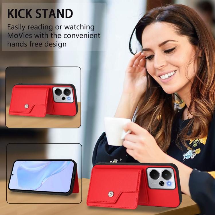 For Realme 14 Button Card Bag RFID Anti-theft Phone Case