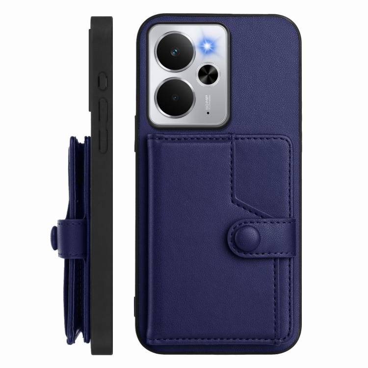 For Realme 14 Button Card Bag RFID Anti-theft Phone Case