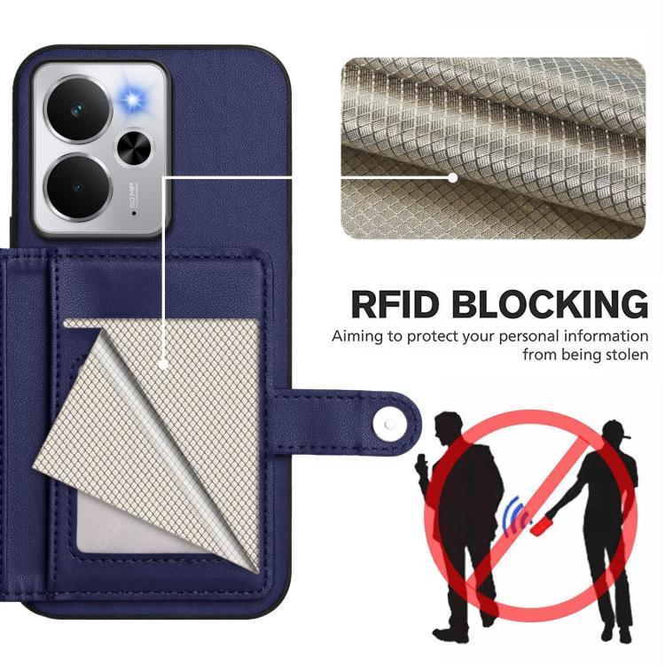 For Realme 14 Button Card Bag RFID Anti-theft Phone Case