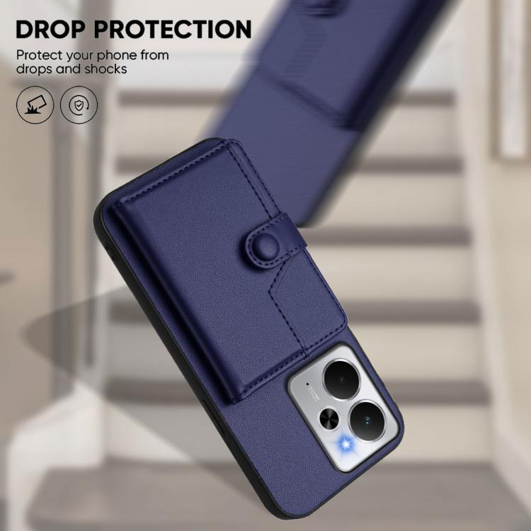 For Realme 14 Button Card Bag RFID Anti-theft Phone Case