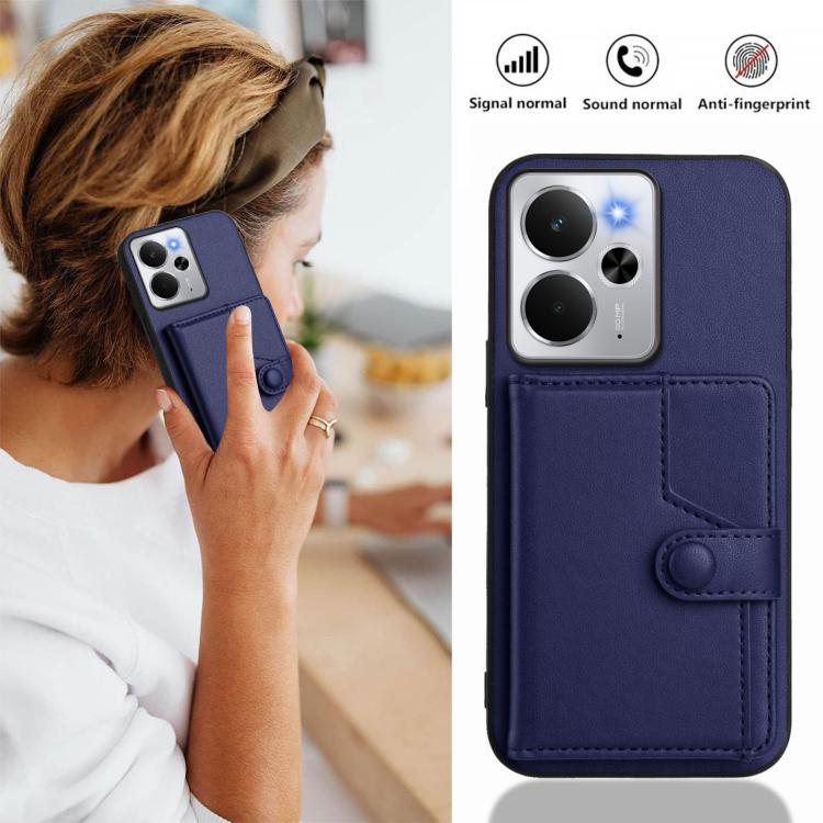 For Realme 14 Button Card Bag RFID Anti-theft Phone Case