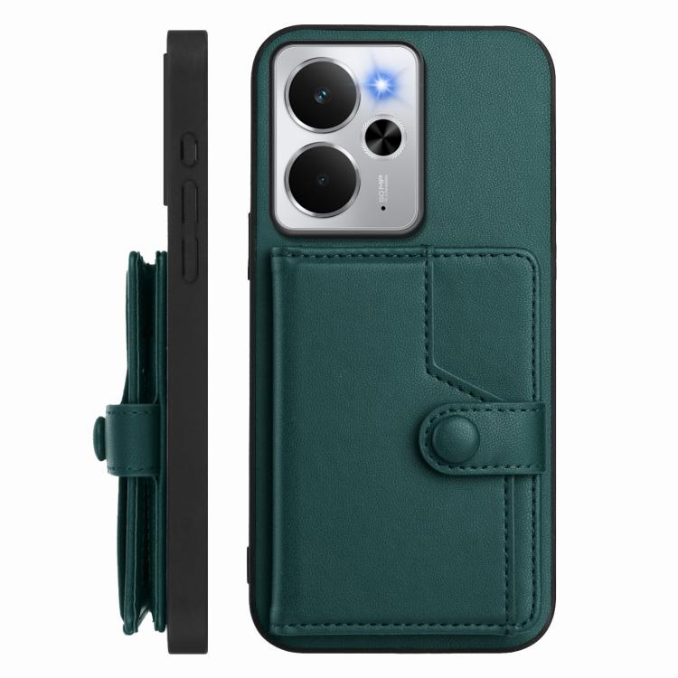 For Realme 14 Button Card Bag RFID Anti-theft Phone Case