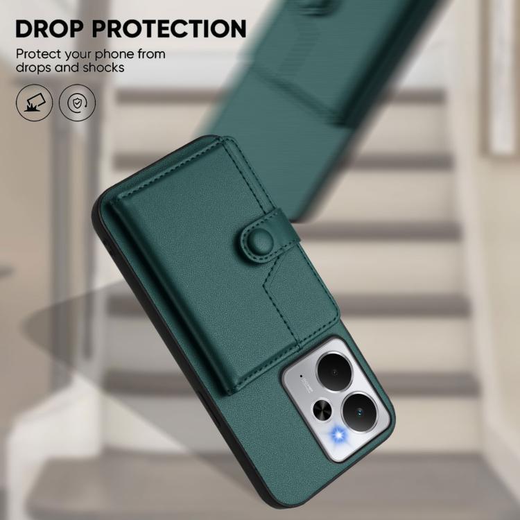 For Realme 14 Button Card Bag RFID Anti-theft Phone Case