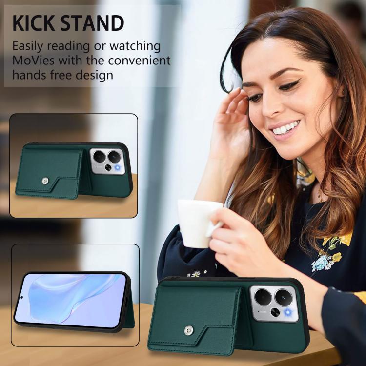 For Realme 14 Button Card Bag RFID Anti-theft Phone Case