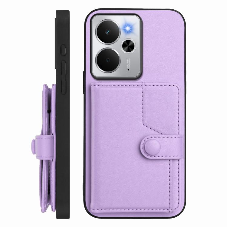 For Realme 14 Button Card Bag RFID Anti-theft Phone Case