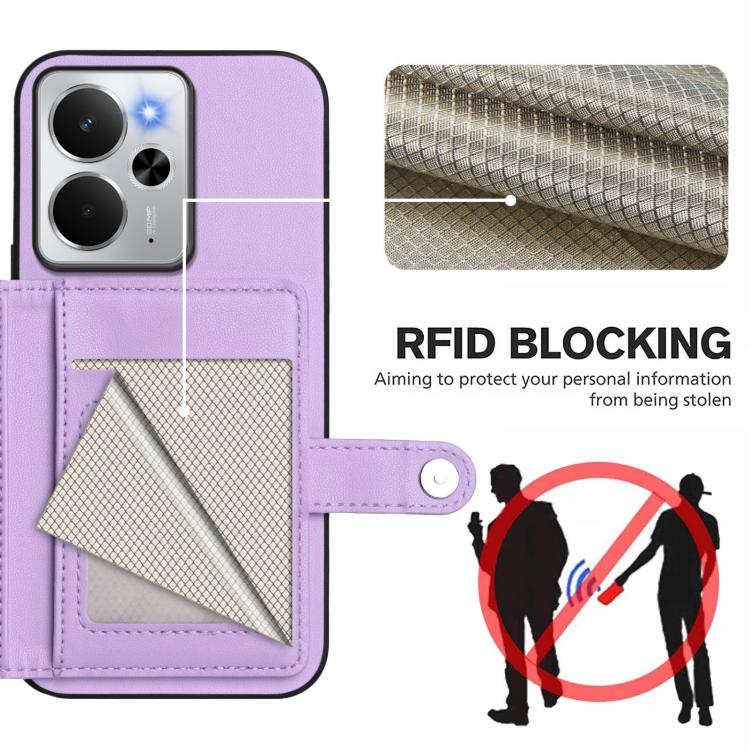 For Realme 14 Button Card Bag RFID Anti-theft Phone Case