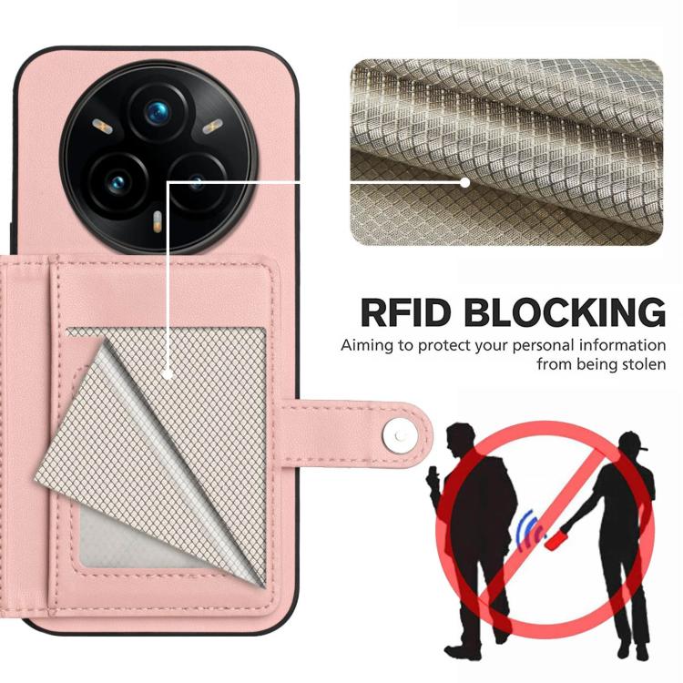 For Realme 14 Pro+ Button Card Bag RFID Anti-theft Phone Case