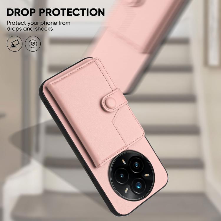 For Realme 14 Pro+ Button Card Bag RFID Anti-theft Phone Case