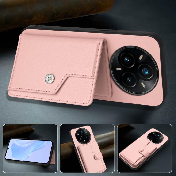 For Realme 14 Pro+ Button Card Bag RFID Anti-theft Phone Case