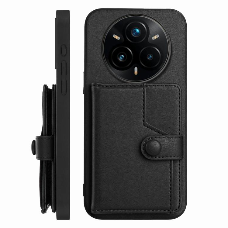 For Realme 14 Pro+ Button Card Bag RFID Anti-theft Phone Case