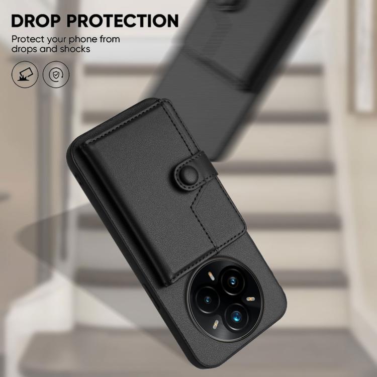 For Realme 14 Pro+ Button Card Bag RFID Anti-theft Phone Case