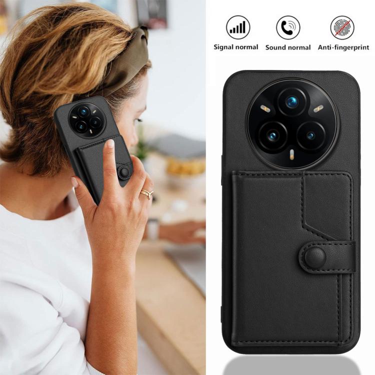 For Realme 14 Pro+ Button Card Bag RFID Anti-theft Phone Case