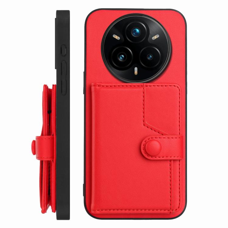 For Realme 14 Pro+ Button Card Bag RFID Anti-theft Phone Case
