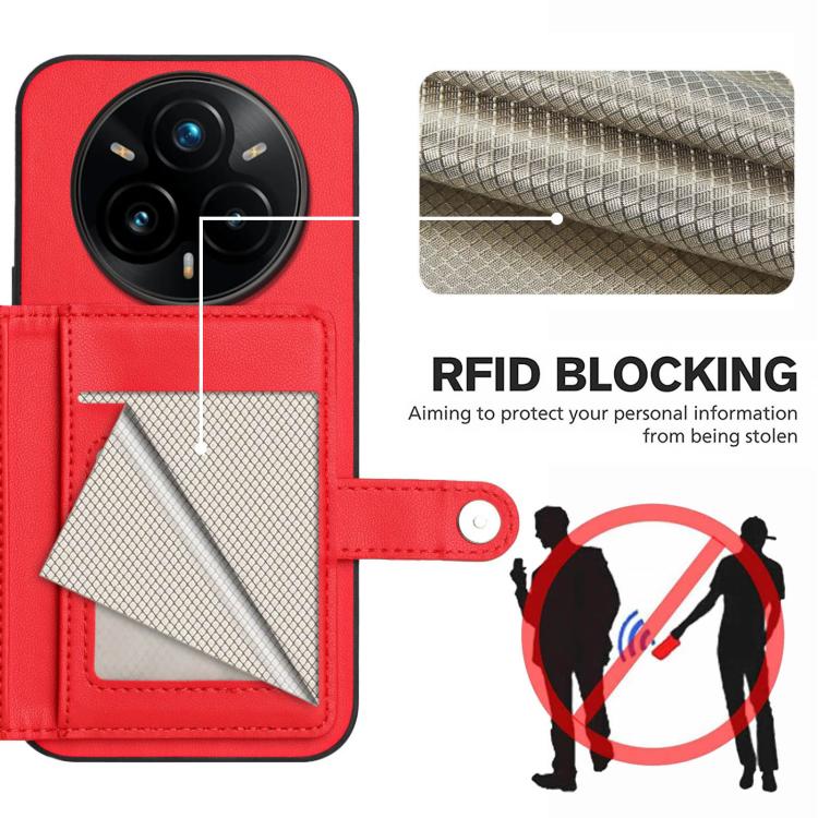 For Realme 14 Pro+ Button Card Bag RFID Anti-theft Phone Case