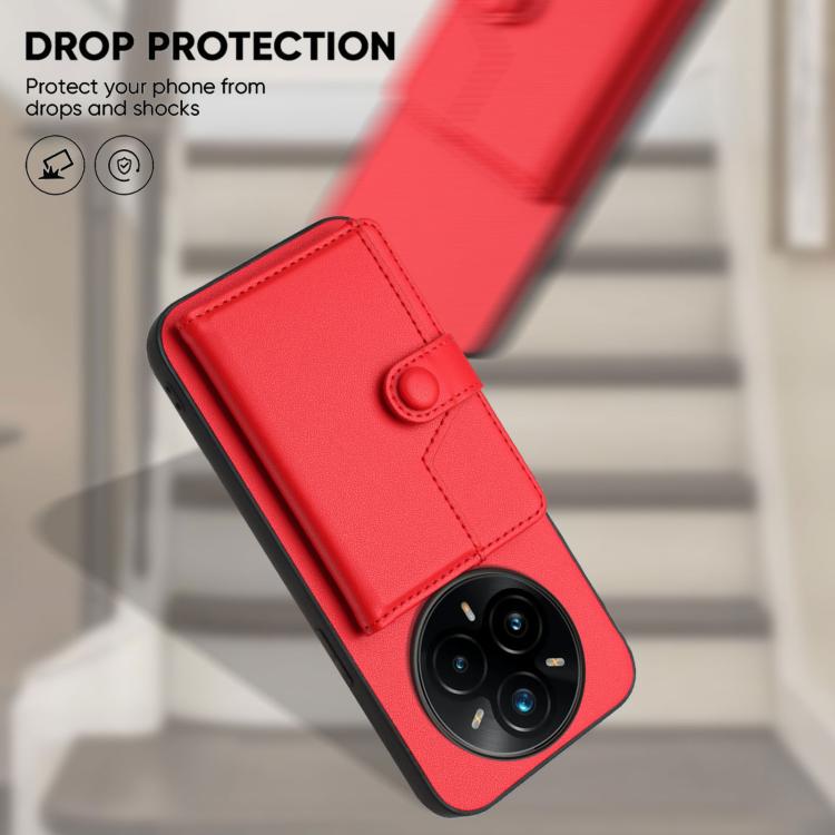 For Realme 14 Pro+ Button Card Bag RFID Anti-theft Phone Case