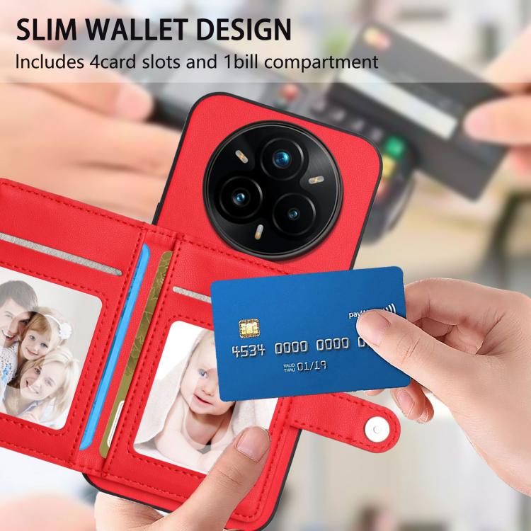 For Realme 14 Pro+ Button Card Bag RFID Anti-theft Phone Case
