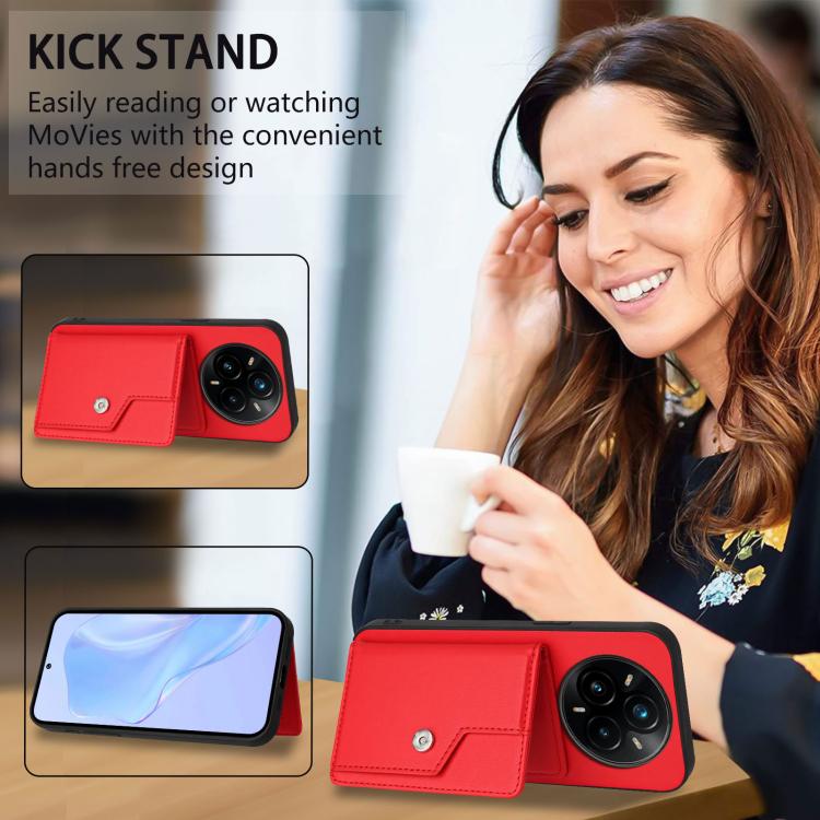 For Realme 14 Pro+ Button Card Bag RFID Anti-theft Phone Case