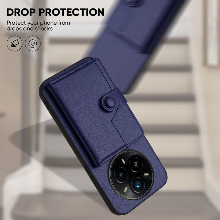 For Realme 14 Pro+ Button Card Bag RFID Anti-theft Phone Case