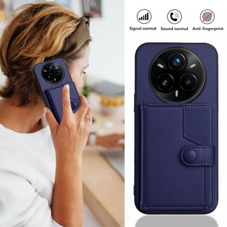 For Realme 14 Pro+ Button Card Bag RFID Anti-theft Phone Case