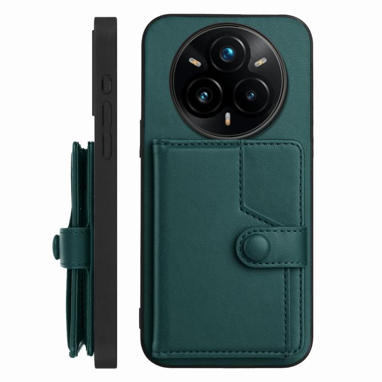 For Realme 14 Pro+ Button Card Bag RFID Anti-theft Phone Case