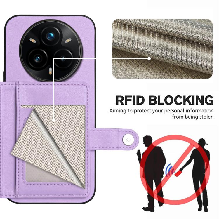 For Realme 14 Pro+ Button Card Bag RFID Anti-theft Phone Case