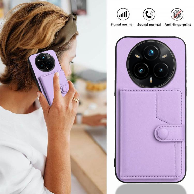 For Realme 14 Pro+ Button Card Bag RFID Anti-theft Phone Case