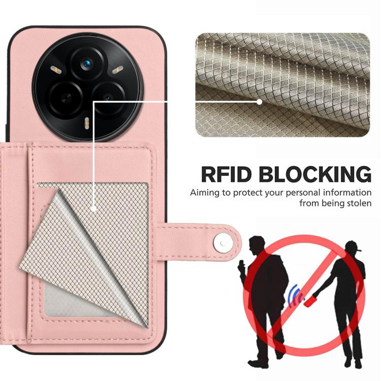 For Realme 14 Pro Button Card Bag RFID Anti-theft Phone Case
