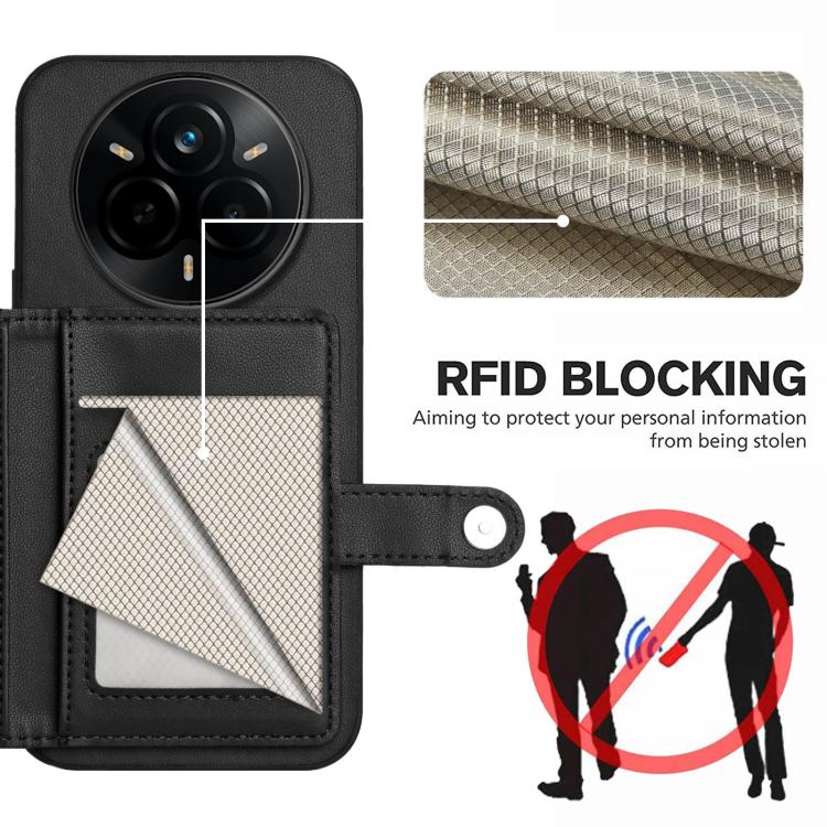 For Realme 14 Pro Button Card Bag RFID Anti-theft Phone Case