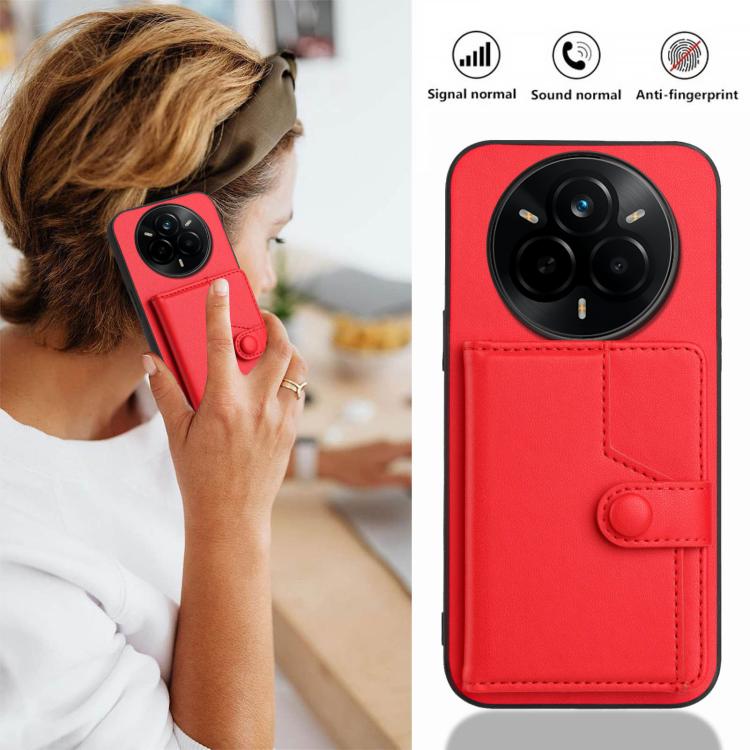 For Realme 14 Pro Button Card Bag RFID Anti-theft Phone Case