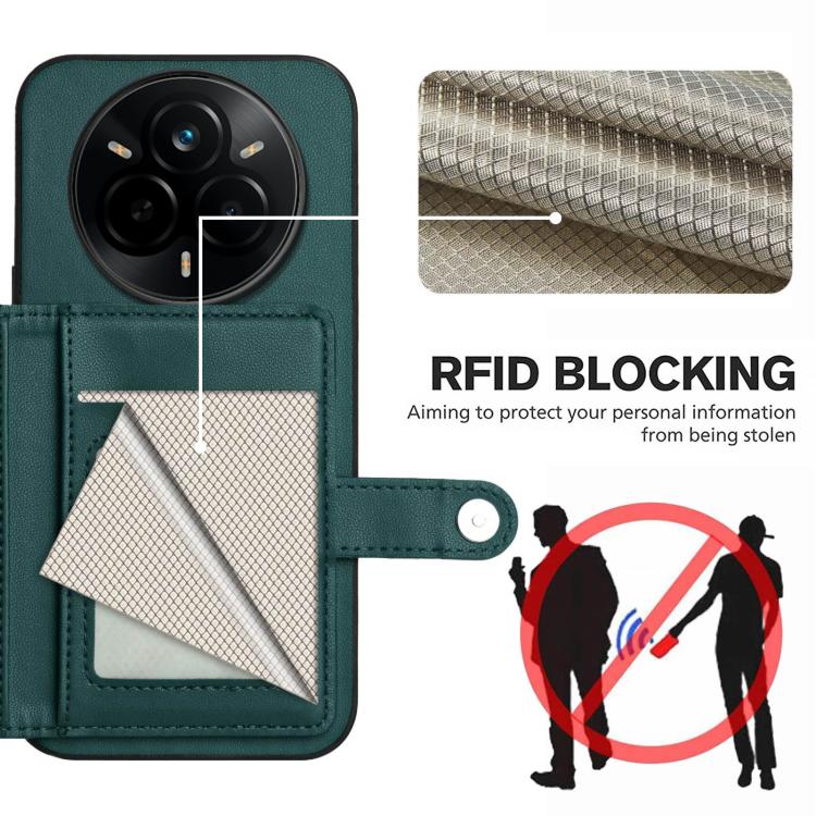 For Realme 14 Pro Button Card Bag RFID Anti-theft Phone Case