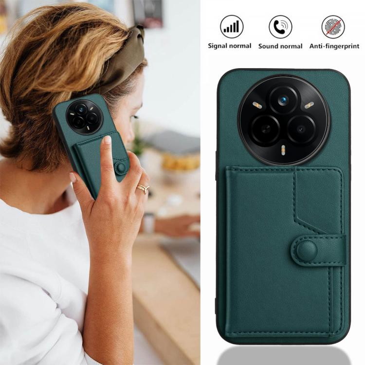 For Realme 14 Pro Button Card Bag RFID Anti-theft Phone Case